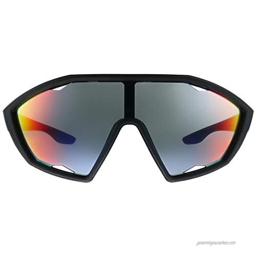 Prada Active PS 10US DG09Q1 Black Rubber Plastic Sport Sunglasses Blue Mirror Red Lens