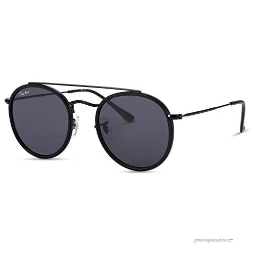 Pro Acme 100% Real Glass Lens Small Double Bridge Round Sunglasses for Women Men