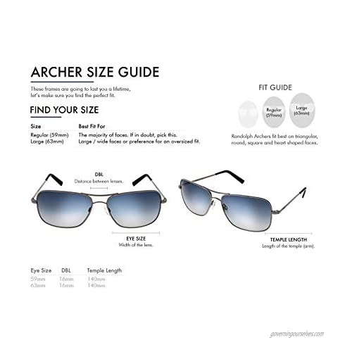 Randolph USA | Archer Aviator Classic Sunglasses for Men 100% UV