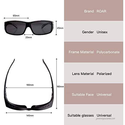 ROAR Fit Over Glasses with Polarized TAC Lenses Sunglasses UV Protection.