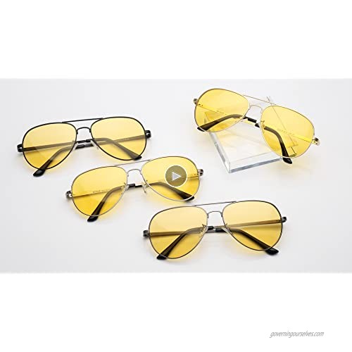 SODQW Aviator Night-Vision Driving Anti-Glare Glasses HD Sight Polarized Yellow Night Guide Rainy Safe Glasses