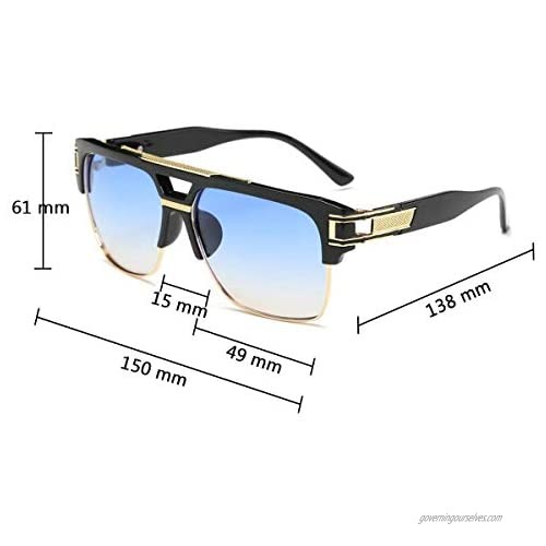 Square Sunglasses for Men Classic Oversized Sun Glasses Retro Semi Rimless Gold Alloy Frame UV400