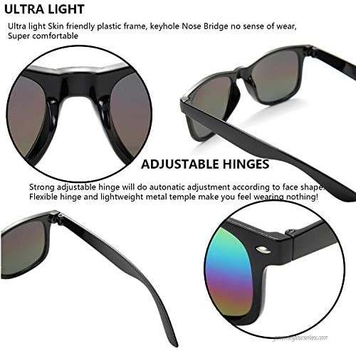 Sunglasses Reflective Mirror Lens Square Sunglasses Party Favors Non Polarized UV Protection 10 Pack