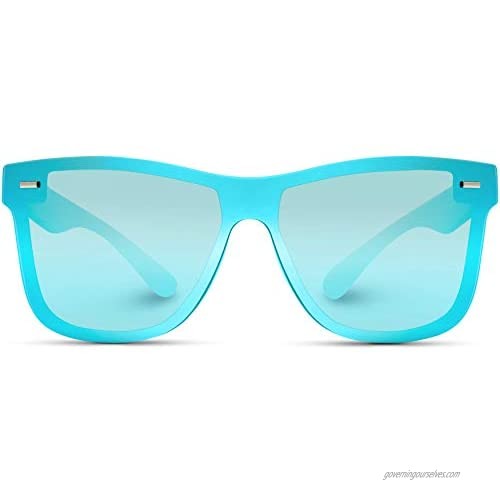 WearMe Pro - Polarized Full Mirror Flat Lens Square Modern Sunglasses