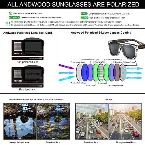 Wood Sunglasses Polarized for Men Women Uv Protection Wooden Bamboo Frame Mirrored Sun Glasses ANDWOOD SERRA