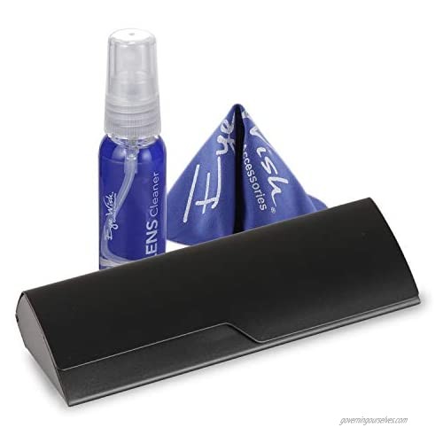 Aluminum Eyeglass Case  Lens Cleaner and Cleaning Cloth for Small To Medium Frames In Black Or Silver