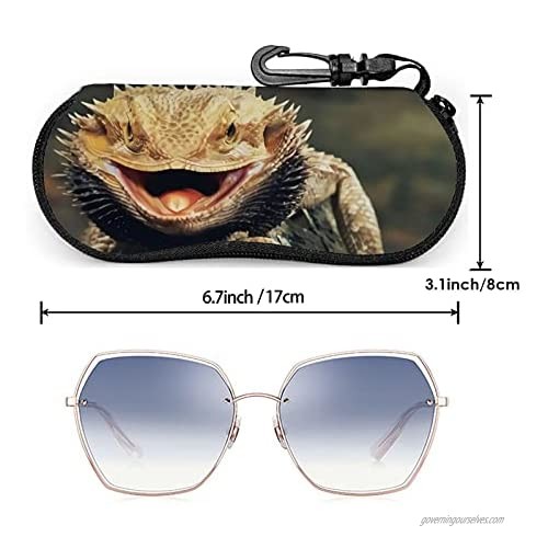 Bearded Dragon Lizards Glasses Case Ultra Lightzipper Portable Storage Box For Traving Reading Running Storing Sunglasses