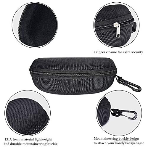Black Portable Neoprene Glasses Case with Zipper Closure Ultra-Light Soft Sunglasses Case Holder for Sports Sunglasses Storage Bag with Belt Clip