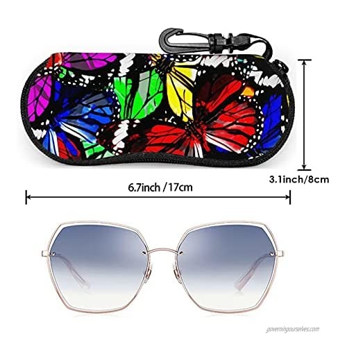 Colorful Butterfly 01 Glasses Case Ultra Lightzipper Portable Storage Box For Traving Reading Running Storing Sunglasses