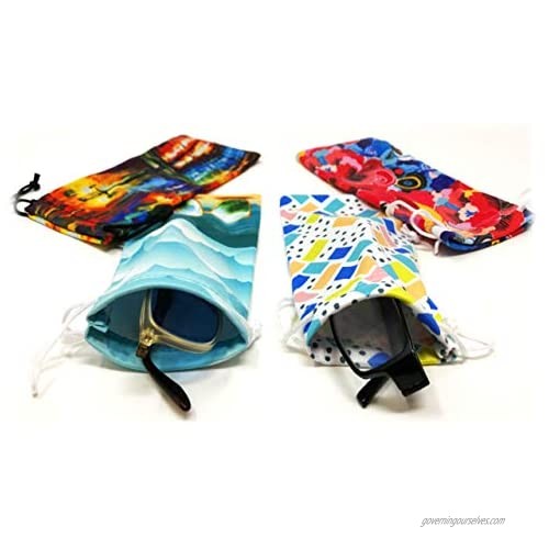 Eyeglass Pouches | Soft Silky Smooth Touch Cases for Storing & Protecting Glasses  Multicolor Unique Decorative Design Sunglasses & Reading Glasses (4 Pack)