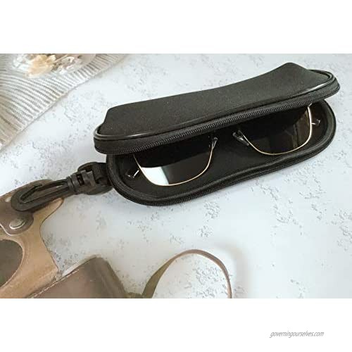 FSK Glasses Case - Neoprene Zipper Sunglasses Bag Scratch-proof with Belt Clip