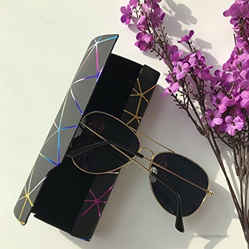 Hard Shell Glasses Case Clamshell Eyeglasses Case 2 Piece Unisex Portable Glasses Protection Case PU Leather Nearsighted Eyeglass Case Colorful Black White