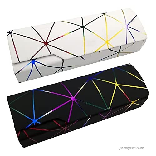 Hard Shell Glasses Case Clamshell Eyeglasses Case 2 Piece Unisex Portable Glasses Protection Case PU Leather Nearsighted Eyeglass Case Colorful Black White