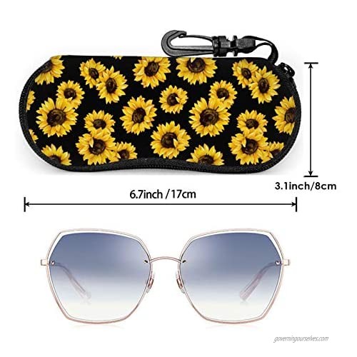 Hipster Golden Sunflowers Glasses Case Ultra Lightzipper Portable Storage Box For Traving Reading Running Storing Sunglasses