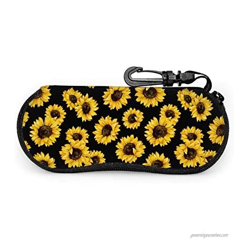 Hipster Golden Sunflowers Glasses Case Ultra Lightzipper Portable Storage Box For Traving Reading Running Storing Sunglasses