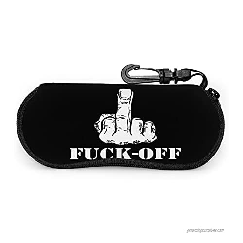 Srupiomg Funny The Simple and Crude Fuck Off Ultra Light Portable Neoprene Zipper Sunglasses Eyeglass Soft Case with Belt Clip Glasses Case with Carabiner
