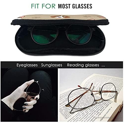 Srupiomg Pug pattern Ultra Light Portable Neoprene Zipper Sunglasses Eyeglass Soft Case with Belt Clip Glasses Case with Carabiner
