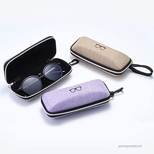 Sunglasses Case (3 Pack) Portable Travel Zipper Eyeglasses Frame glasses Case Hook For Mens and womens