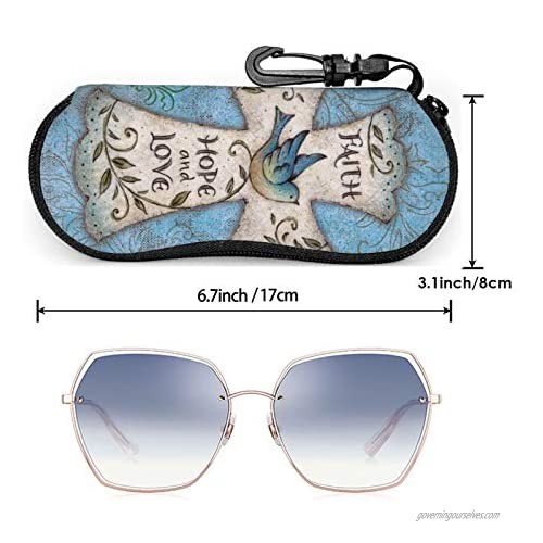 Sunglasses Case Zipper Portable Glasses Case Box Soft with Belt Clip for Men Women Children Fashion Sports Large