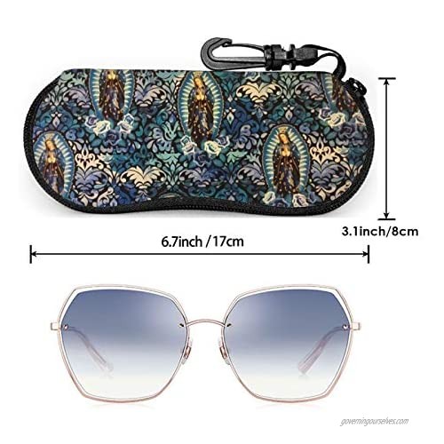 Virgin Mary Religious Catholic Glasses Case Ultra Lightzipper Portable Storage Box For Traving Reading Running Storing Sunglasses