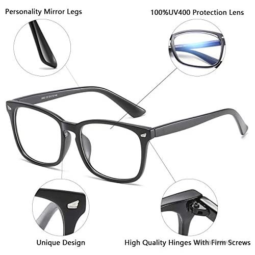 AISSWZBER Unisex Stylish Square Non-Prescription Eyeglasses Clear Lens Glasses