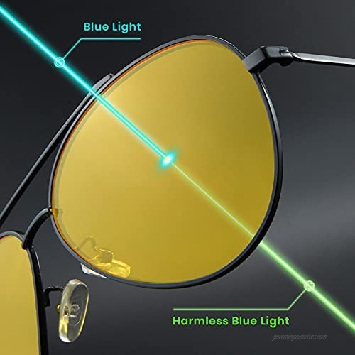 Cyxus Aviator Glasses Stylish Blue Light Blocking Eyeglasses Computer Eyewear Anti Eyestrain Metal Frame Clear Lens Silver