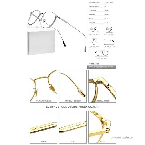 FONEX Titanium Glasses Frame Myopia Optical Eyeglass Frame for Men and Women 8517
