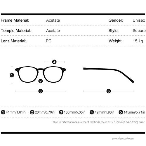 HEPIDEM Acetate Square Glasses for Men Women Retro Vintage Prescription Eyeglasses