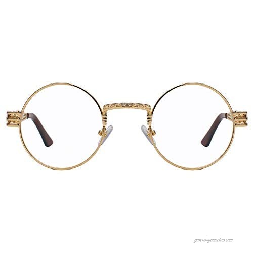 RANHUU Steampunk Round Glasses for Men and Women John Lennon Glasses Quavo Circle Metal Frame Eyewear