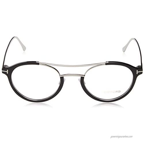 Tom Ford - FT 5515 Round acetate/metal Black Silver Eyewear Frame 49/22/145