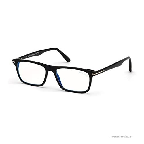 Tom Ford - FT5681-B Shiny Black/Clear Rectangular Men Eyeglasses - 54mm