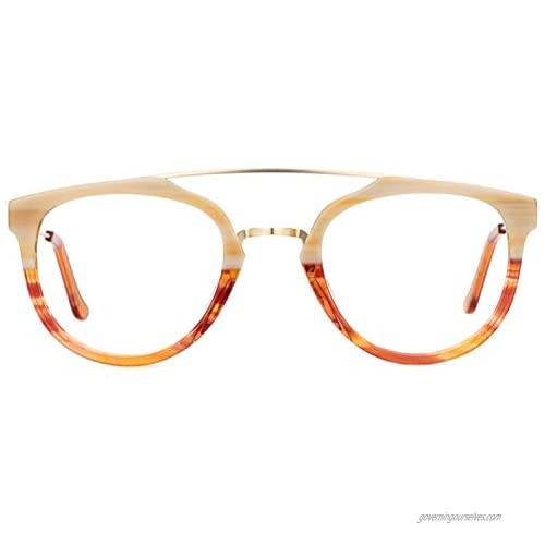 Zeelool Vintage Acetate Aviator Eyeglasses Frame for Men Full Rim Chic Non-Prescription Eyewear Watson FX0239
