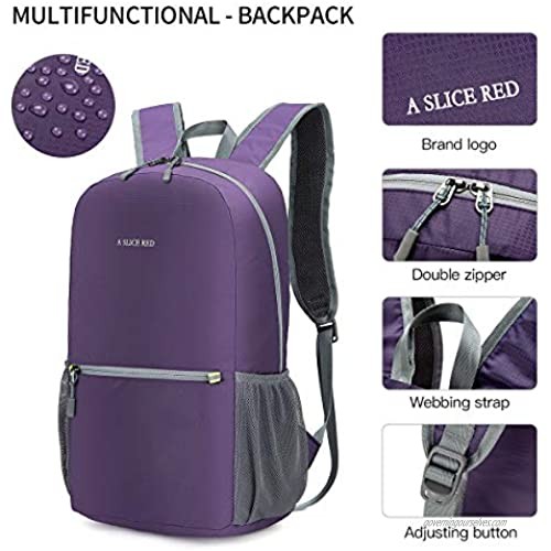 A SLICE RED Packable Backpack Small Waterproof Travel Hiking Daypack