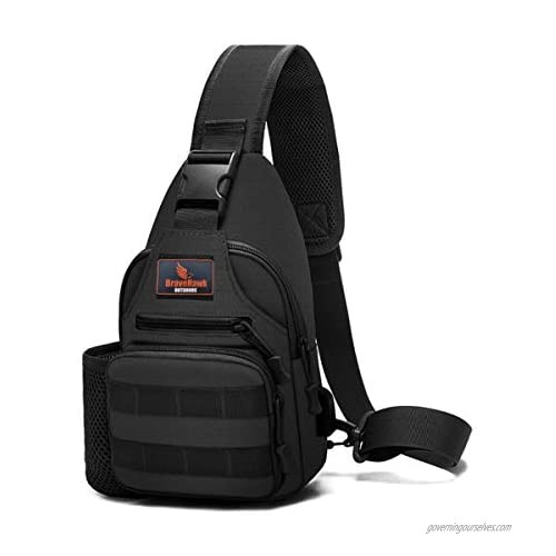 BraveHawk OUTDOORS Tactical Sling Shoulder Pack  Military Nylon EDC MOLLE Crossbody Chest Bag with Bottle Holder Daypack