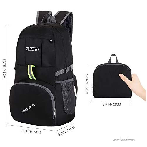 FLYDWV Daypack Waterproof Large 35L Outdoors Sports Folding Lightweight Travel Foldable Backpack Mountaineering Knapsack
