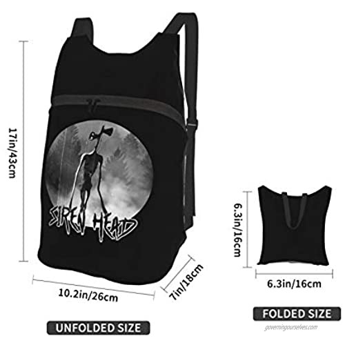 Hiking Daypacks Creepy Siren Head Horror Poster Ultra Lightweight Packable Backpack Travel Handy Foldable Water Resistant Camping Outdoor Backpack