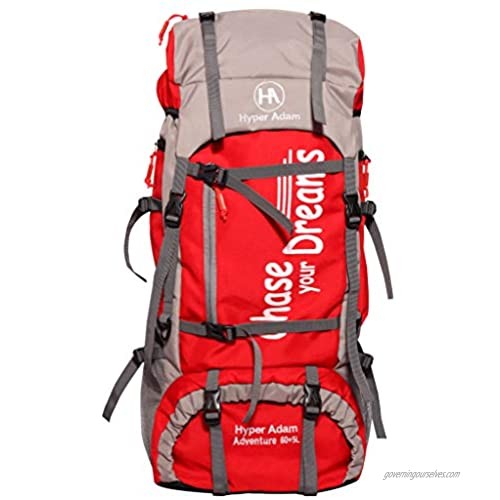 Hyper Adam 65 L Water Resistant Rucksack Hiking Backpack/Bag for Trekking/Camping/Travel/Outdoor Sport (Red)