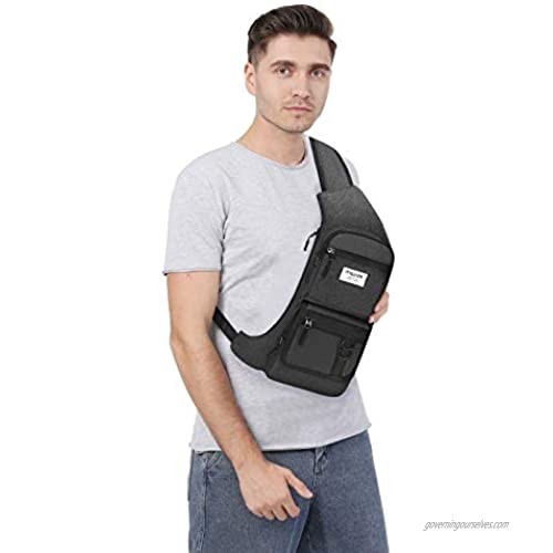 MOSISO Sling Backpack Multi Pockets Travel Hiking Daypacks Curved Chest Bag Crossbody One Shoulder Space Gray