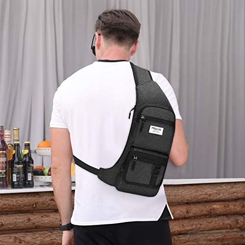 MOSISO Sling Backpack Multi Pockets Travel Hiking Daypacks Curved Chest Bag Crossbody One Shoulder Space Gray