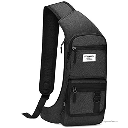 MOSISO Sling Backpack  Multi Pockets Travel Hiking Daypacks Curved Chest Bag Crossbody One Shoulder  Space Gray
