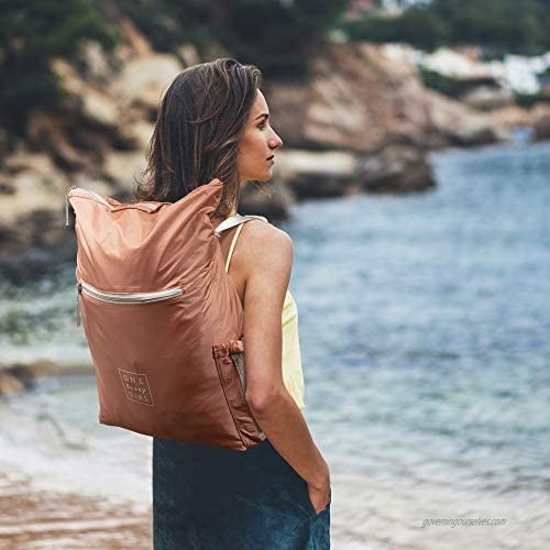 Packable Backpack for Women in Rose Gold - Lightweight Foldable Daypack and Tote Bag Perfect for Hiking Walking Travel & Adventure