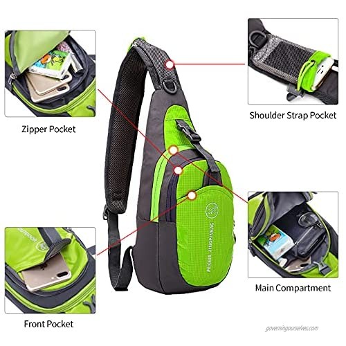 Peicees Water Resistant Sling Bag Crossbody Chest Pack One shoulder Backpack Sport Outdoor for Men Women Teens Boys and Girls