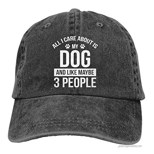 All I Care About is My Dog and Like Maybe 3 People Baseball Cap  Adjustable Washed Classic Vintage Denim Hat