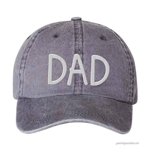 Dad Distressed Pigment Dyed Embroidered Hat One-Size 6 Panel Gift for Dad for Fathers Day One-Size Snap Buckle