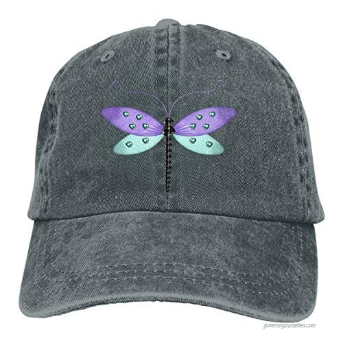 Dragonfly Unisex Vintage Washed Baseball Hat Outdoor Sport Visor Sun Cap Adjustable Fit for Ponytail Ladies Dad-Hat Deep Heather
