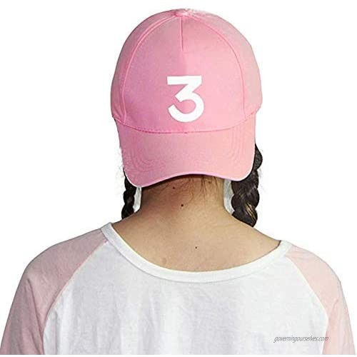 Embroider Chance Baseball Caps Sunbonnet Peaked Hats Number 3 Cotton Caps Rock Rapper Hip Hop Hats Classic Casquette Adjustable Strap Cap (Pink)
