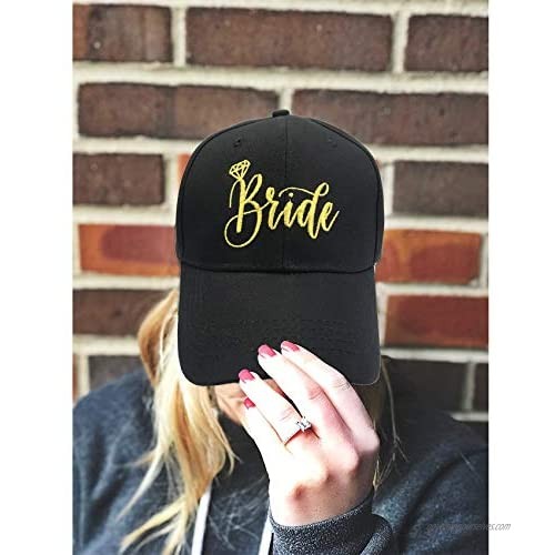 Funshow 5 Packs Bride Baseball Caps Embroidered Team Bride Hats for Bridal Shower Bachelorette Party