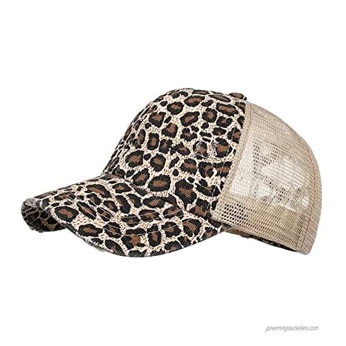 KORADI Womens Distressed Baseball Cap Athletic Trucker Hat with Mesh Criss Cross Detail Dad Hat Velcro Ponytail Strapback Hat