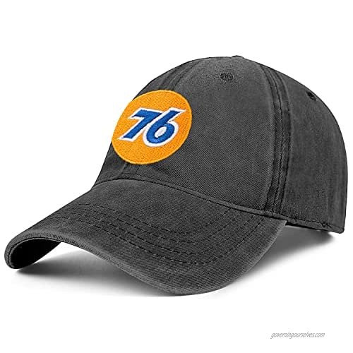Men Women Black Cap Baseball Cap 76-Gas-Station Denim Hat Adjustable Sun Hat Dad Hat Trucker Hat