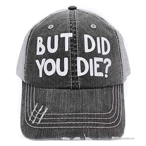R2N fashions Women's Baseball caps But Did You Die Trucker Style hat Black/Grey